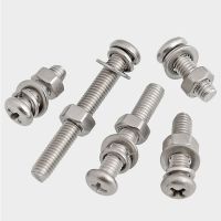 20/10sets M3 M4 M5 M6 304 Stainless Steel Cross Recessed Pan Head Screws Phillips Screws Bolts With Nut Spring Gasket