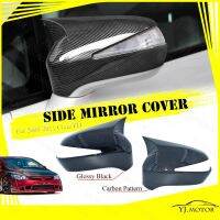 สำหรับ2005-2011 Honda Civic FD ฝาครอบกระจกมองข้าง8th Civic Review Mirror Cover Protector M Power Bull Shape สไตล์คาร์บอนไฟเบอร์ Pattern