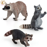 Hot Sale 3pcs Children Simulation Raccoon Figurines Cute Forest Animals Action Figure For Kids Gifts Home Decoration