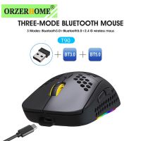 ORZERHOME 3600DPI Three-Modes Wireless Bluetooth Mouse Rechargeable Type c Honeycomb Adjustable 2.4GHz Gamer Mice for Computer Basic Mice