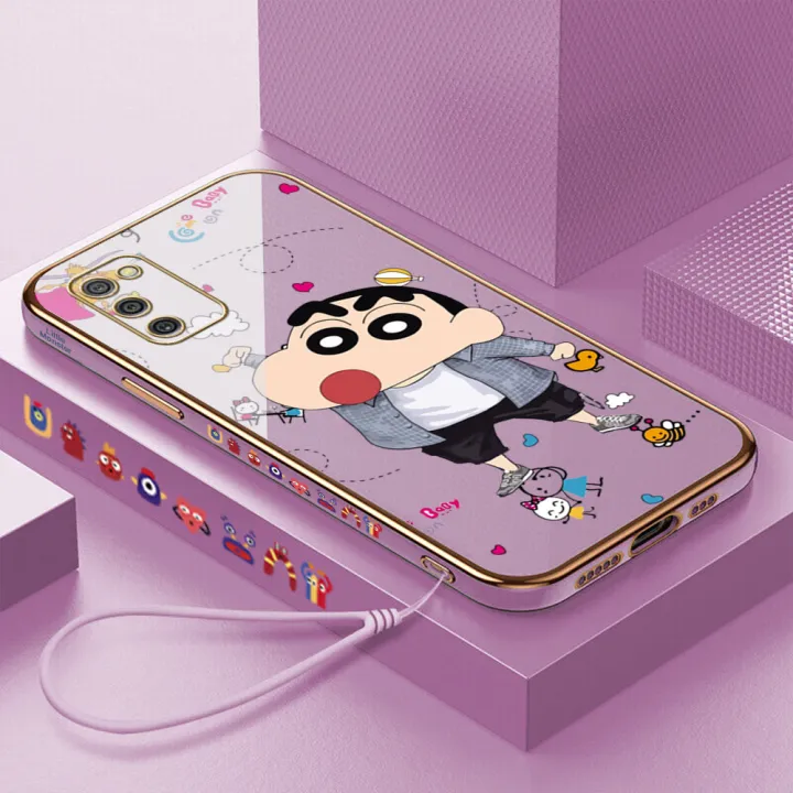 Hontinga Casing Case For Huawei Y6 Pro 2019 Case Cute Anime Crayon  Shin-chan Luxury Chrome Plated Soft TPU Square Phone Case Full Cover Camera  Protection Anti Gores Rubber Cases For Girls |