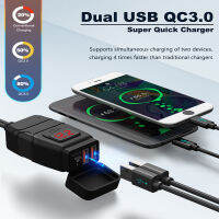 Powstation QC3.0รถจักรยานยนต์ USB Charger เซลล์กันน้ำ Quick Charger Autocycle USB Socket พร้อมโวลต์มิเตอร์อุปกรณ์เสริมรถจักรยานยนต์