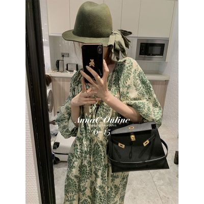 UNIQLO Qian Meixi Temperament French High-End Dress Womens Loose And Thin Lantern Sleeve Long Skirt 2022 Summer New