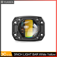 【Flash Sale】 3นิ้ว8D LED LENS Work Light 40W dual Color 3 inch FOG Lamp Driving Beam Square