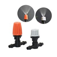 10pcs Micro Drip Irrigation Misting Nozzle Orange Grey Garden Spray Cooling Sprinkler 1/4 Tee Barb Connector