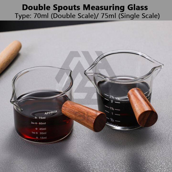 Wooden Handle Double Spout With Scale Milk Cup Coffee Ounce Household  Double Measurement Glass Measuring Cup