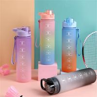 ₪ 1000ml Motivational Fitness Sports Water Bottle with Time Marker BPA Free Frosted Portable Water Cup for Gym Outdoor Camping