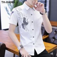 New summer short-sleeved white young male han edition cultivate ones morality joker printing half sleeve men