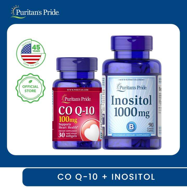 CoQ10 QSorb 100mg 30 softgels + Inositol 1000mg 90 caplets Puritan's