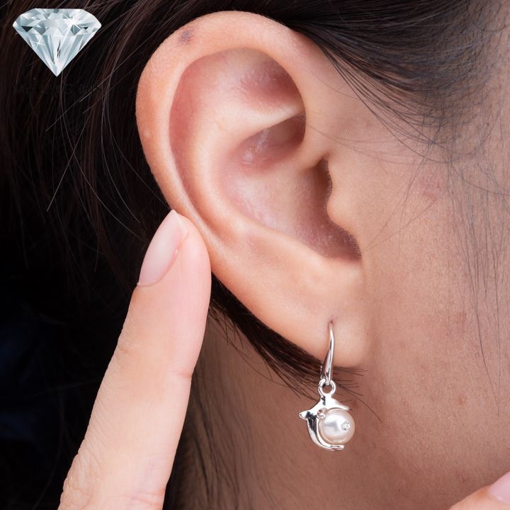 malai-gems-ต่างหูมุก-เงินแท้-silver-925-เพชรสวิส-cz-เคลือบทองคำขาว-รุ่น31000651-แถมกล่อง-ต่างหูเพชร-ต่างหูเงินแท้