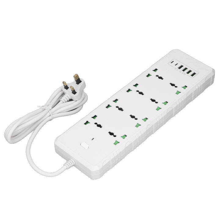 power-socket-สีขาว-pc-ปลอกฉนวน4-usb-2-pd-8พอร์ต-power-strip-2m-extension-lead-uk-plug-110-265v