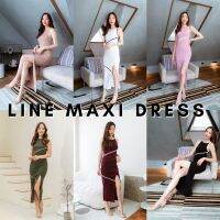 Basicnotbasics - Line maxi dress แท้100% เดรสยาว ผ่าหน้าขา ชุดเดรส ชุดเดรสออกงาน