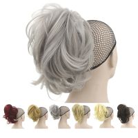 Soowee Short Curly Hair Piece Gray Claw Ponytail Synthetic Hair Blonde Clip In Hair Extensions Hairpiece Pony Tail Wig  Hair Extensions  Pads