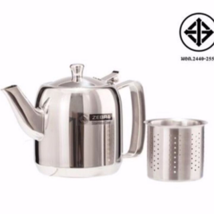 Stainless Steel Teapot with Filter, 1.5 Liter, Zebra Thailand