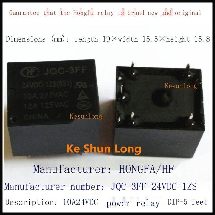 Hongfa Relays 10 A 5 Pin HF3FF-JQC-3FF- 005 012 024-1ZS 5V 12 V - Foto 11