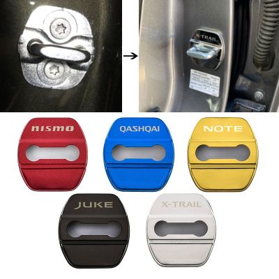 ✉ 4pcs Car Door Lock Cover Sticker For Nissan Nismo Qashqai GTR X-TRAIL Juke X TRAIL Accessories Stainless Steel Case