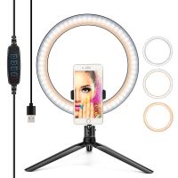 8/10inch Selfie Ring Light RGB Tripod Phone Stand Holder Photography RingLight Circle Fill Light Led Color Lamp Trepied Makeup Phone Camera Flash Ligh