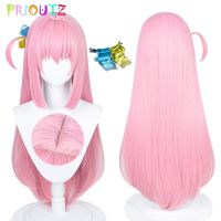 Gotou Hitori Cosplay Wig With Hair Clips Anime Bocchi The Rock Costume Wigs 80Cm Long Pink Straight Synthetic Hair