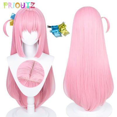 Gotou Hitori Cosplay Wig With Hair Clips Anime Bocchi The Rock Costume Wigs 80Cm Long Pink Straight Synthetic Hair