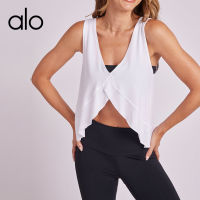 alo yoga เสื้อกล้ามกีฬาแขนกุดสำหรับผู้หญิงเสื้อออกกำลังกายสำหรับวิ่งฤดูร้อนเสื้อเบลาส์ทรงหลวมชุดโยคะหลังสวยฤดูร้อนสำหรับผู้หญิง