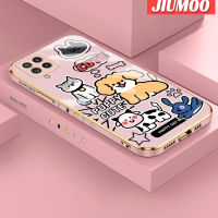 JIUMOO เคสปลอกสำหรับ Samsung Galaxy M32 4G ลายการ์ตูนน่ารักลูกสุนัขน่ารักเคสโทรศัพท์ซิลิโคนชุบด้านดีไซน์ใหม่ฝาปิดเลนส์เต็มเคสป้องกันกล่องกันกระแทกกล้องถ่ายรูป