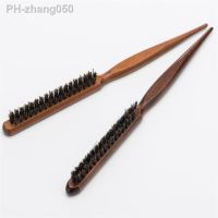 Black Comb Hair Teasing Brush Wooden Handle Hairdressing Comb Natural Boar Bristle Hair Combing Brush Slim Line Styling Comb