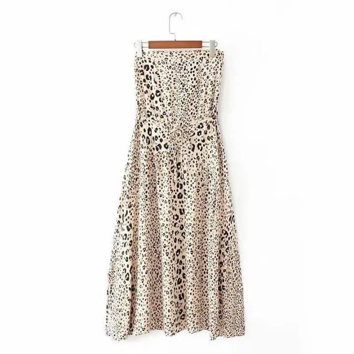 Leopard Print Tube Midi Dress Lazada PH