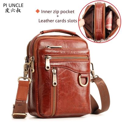 Brand Genuine Leather Man Shoulder Bags Fashion Vertical Natural Cowhdie Messenger Bag For Male Mens Casual Mini Totes Handbags