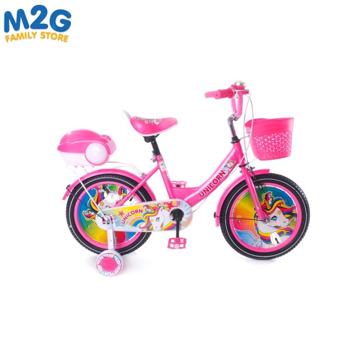 m2g-จักรยานเด็ก-16-นิ้ว-unicorn-ลายน่ารัก-เบาะหุ้ม-pvc-อย่างดี-มีช่องเก็บของด้านหลัง-2127