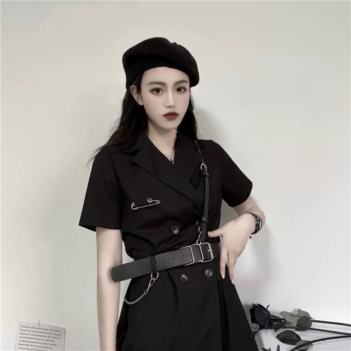 qweek-gothic-punk-blazer-dress-women-2021-summer-streetwear-goth-harajuku-korean-fashion-black-mini-dress-staple-short-sleeve