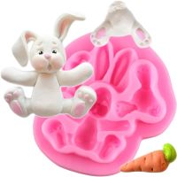 3D Rabbit Easter Bunny Silicone Mould Fondant Cake Molds Cupcake Decorating Tools Confeitaria Chocolate Mold Kitchen Accessories Bread  Cake Cookie Ac