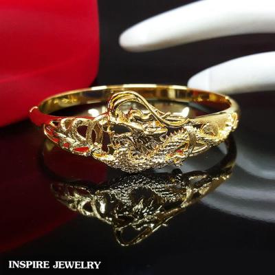 Inspire Jewelry ,กำไลมังกรทอง ตัวเรือนหุ้มทองแท้ 24K ขนาด 6CM งานจิวเวลรี่ งานร้านทอง พร้อมกล่องกำไลหรู