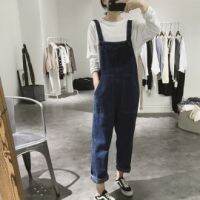 Overall 2023 ใหม่น่ารักสุทธิน้อยสีแดงเอวสูงตรงกางเกงหลวมผ้ายีนส์อ่อนหญิงฤดูใบไม้ผลิและฤดูใบไม้ร่วงเวอร์ชั่นเกาหลีหลวม