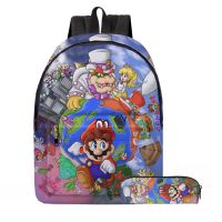 Mario Mario Cartoon Schoolbag กระเป๋าเครื่องบินสำหรับนักเรียนชั้นประถมศึกษาและมัธยมศึกษากระเป๋าเป้สะพายหลังโพลีเอสเตอร์สำหรับเด็ก