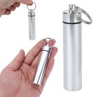 Waterproof Aluminum Pill Box Medicine Case Container Bottle Holder Keychain Carabiner Outdoor Pill Case PillBox 4 Colors Bottles Adhesives  Tape