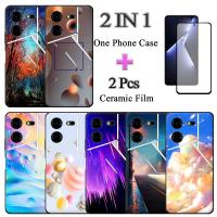 เคส TPU 2 IN 1สำหรับ Tecno Pova 5 Pro 5G ลายการ์ตูน TPU พร้อมฟิล์มเซรามิกโค้งหน้าจอเซรามิก