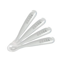 BEABA Set of 4 Ergonomic 1st Stage Silicone Spoons - Velvet Grey