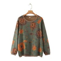 【มีไซส์ใหญ่】Plus Size XL-4XL Womens Long Sleeved Floral Printed Spring Autumn Shirts Oversized A-line Vintage Muslimah Fashion Tops