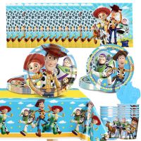 【JIU YU】♧卐  Toy Story Birthday Party Decorações Talheres Descartáveis Copo Prato Toalha De Mesa Buzz Lightyear Fontes Do Partido para Crianças Presente Do Menino