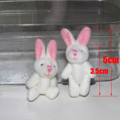 100pclot 3.5cm 4cm Soft Mini Joint Rabbit Pendant Bunny For Key Chain Bouquet Toy Doll DIY Ornaments Gifts