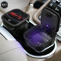 Car Ashtray Accessories Multifunction ashtray With Blue LED Light Cover Automatic Smoking Auto Interior Flame Retardant Supplies