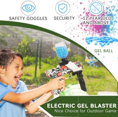 [Ready Stock] graffiti electric high speed continuous launch soft ball gel blasts gun automatic gun toys for boys