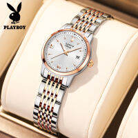 PLAYBOY นาฬิกาผู้หญิง2022 กันน้ำ ออริจินัลนาฬิกาส่องสว่างปฏิทินสแตนเลสสุดหรู