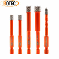 BGTEC 66810มม. เพชรเจาะ Bits 6Mm Cross Hole เปิดตำแหน่ง Hex Quick-Fit Shank เซรามิคหินอ่อนเจาะ Core Bits