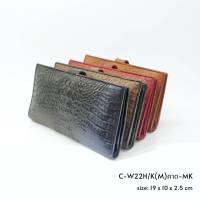 Prang Crocodile Leather Long Bi-fold Wallet กระเป๋าสตางค์สองพับยาว หนังจระเข้ C-W22H/K(M)คาด-MK