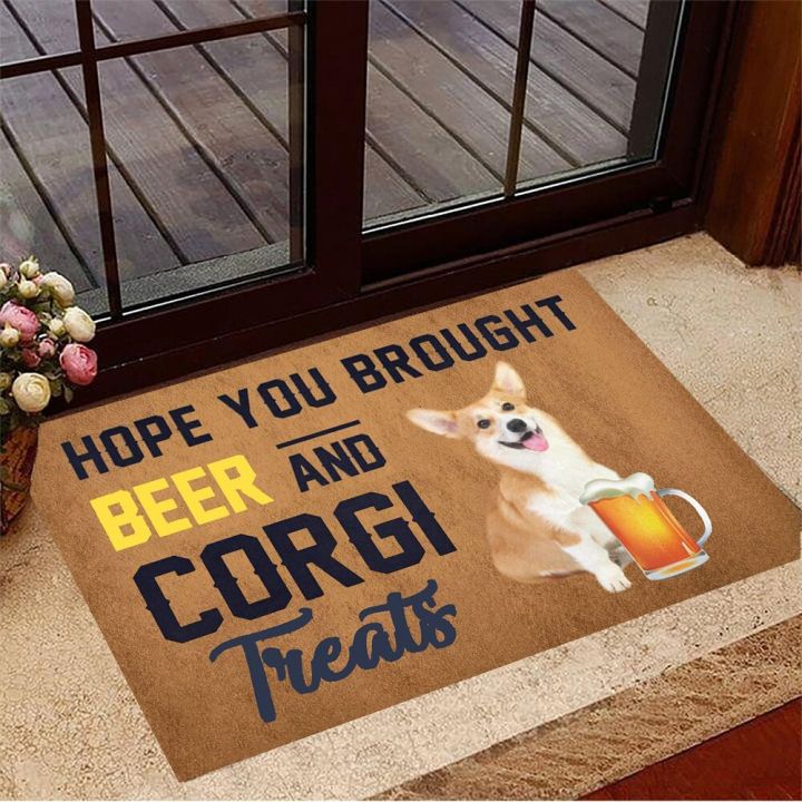 cloocl-hope-you-brought-beer-and-schnauzer-treats-doormat-schnauzer-doormat-beer-drinker-gift-ideas-anti-slip-absorbent-doormat