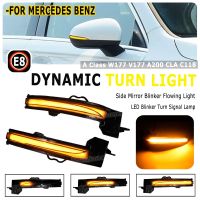 2pcs Amber For Mercedes Benz A Class W177 2019 2020 2021 Car LED Dynamic Turn Signal Side Mirror Lamp Indicator Blinker Lights