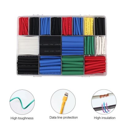 670pcs Sleeving Wrap Wire Car Electrical Cable Tube kits Waterproof insulated Heat Shrink Tube Tubing Polyolefin Mixed Color Cable Management