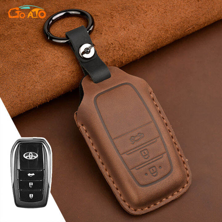 GTIOATO For Toyota Leather Key Cover Car Key Case Shell Key Holder For