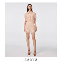 [asava ss23] Heidi High-waisted Lace Shorts กางเกงผู้หญิง ผ้าลูกไม้ ขาสั้น เอวสูง หูเข็มขัดทรงเอ ซิปหลัง